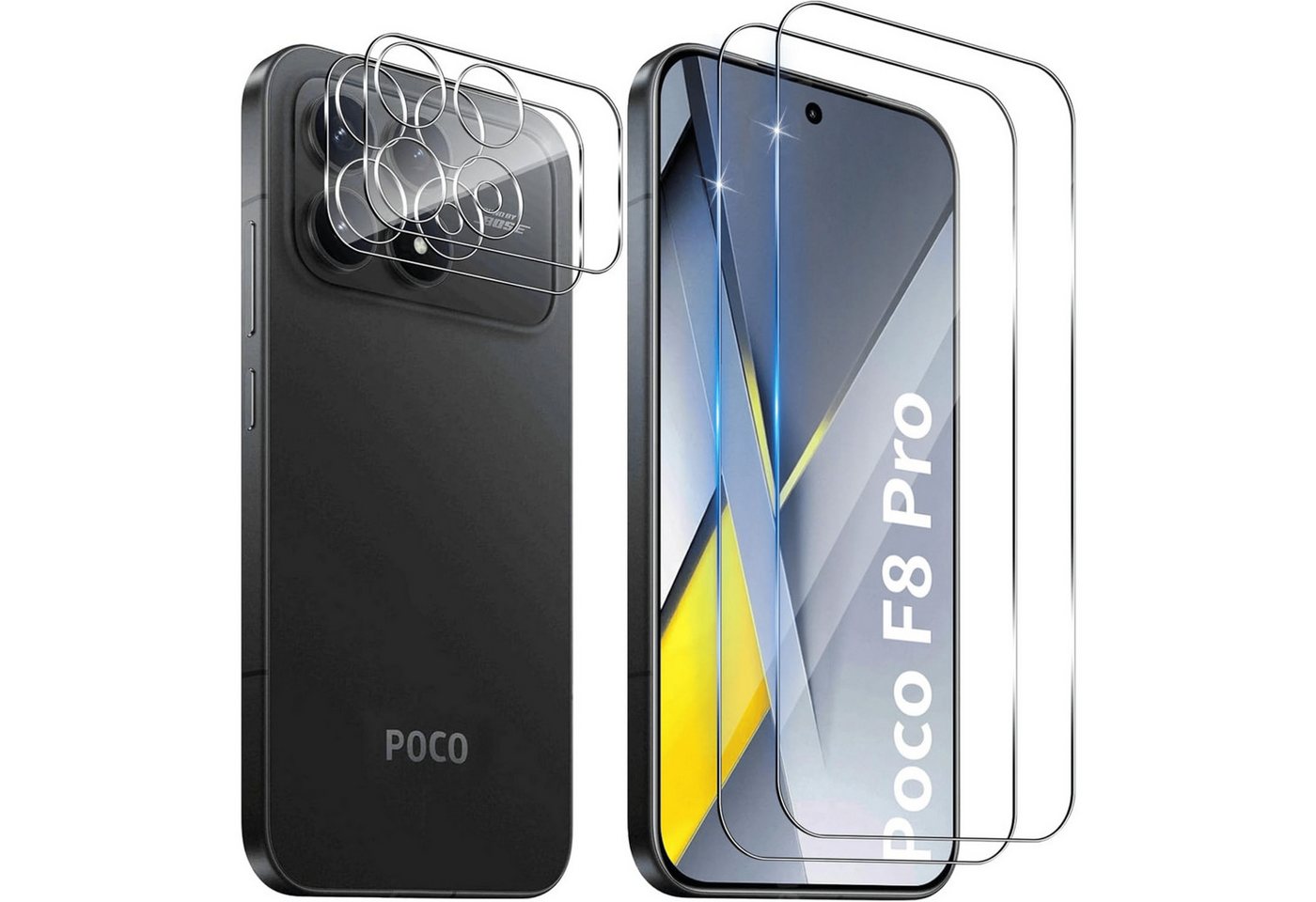 SmartUP Displayschutzglas 2X Schutzglas für Xiaomi Poco F8 Pro Display Kamera Panzerfolie Full für Xiaomi Poco F8 Pro, 4 Stück, Rundumschutz, passgenaue Verarbeitung