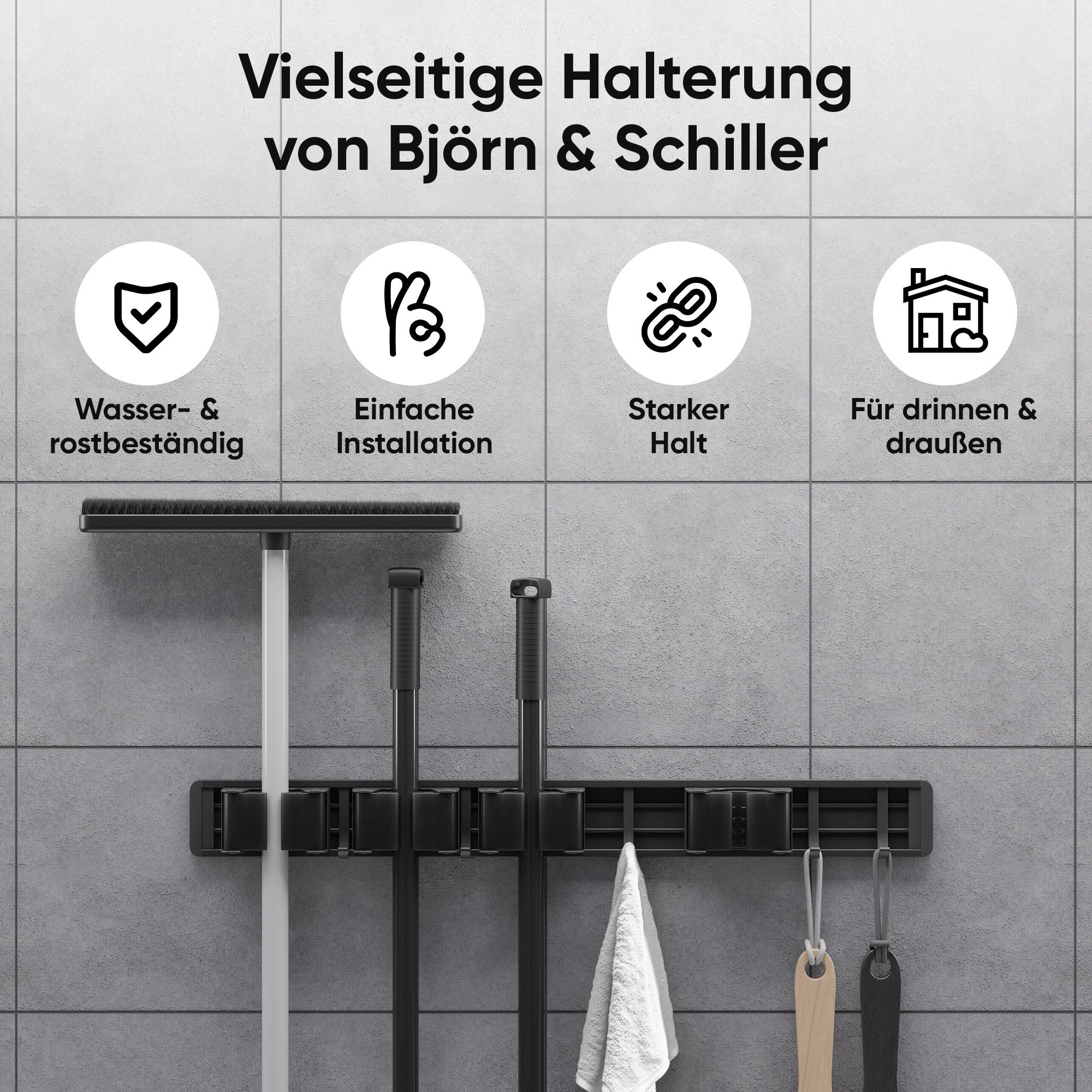 Björn&Schiller Gartengerätehalter Wandhalter, Besenhalterung Garten mit 4 H günstig online kaufen