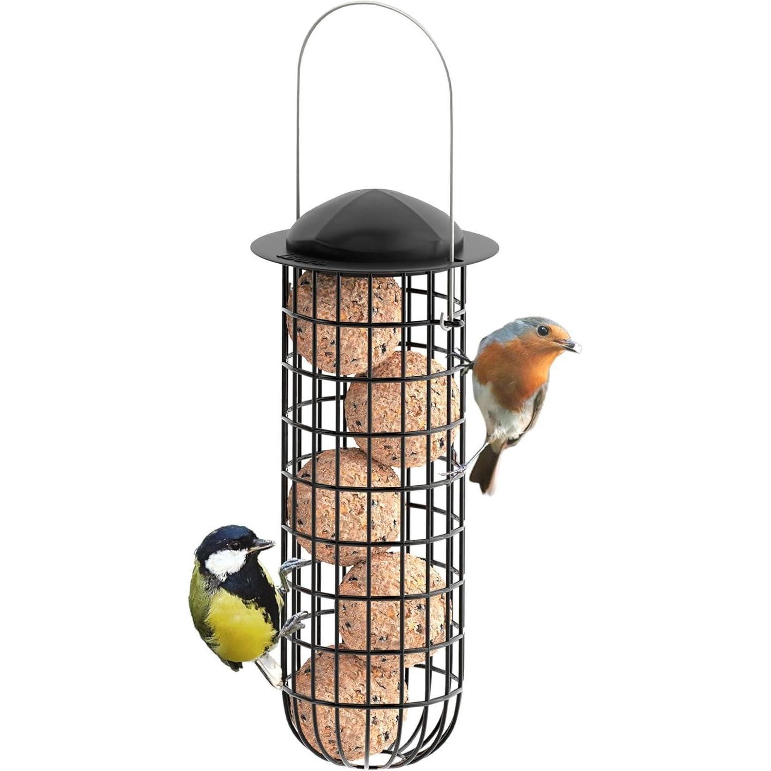 LuxusKollektion Vogelhaus Metall Vogelhäuschen für Meisenknödel Fütterung Schwarzorreiche
