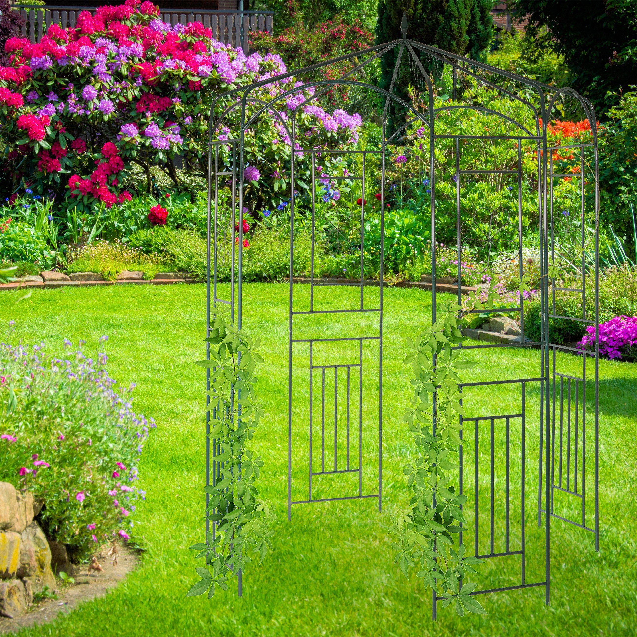 relaxdays Rosenbogen Rosenpavillon Metall, Grün günstig online kaufen