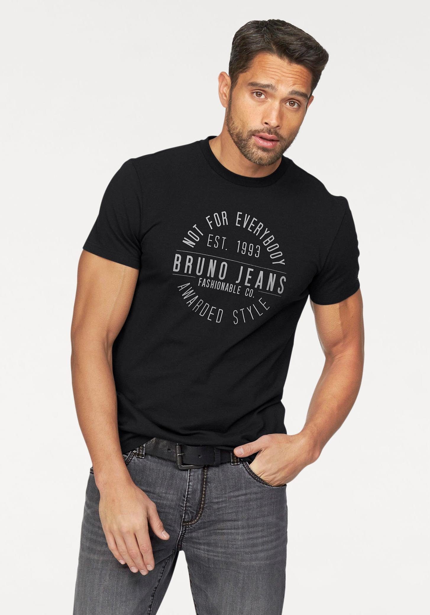 Bruno Banani T-Shirt mit Markenprint, Mit Elasthan für eine perfekte  Passform