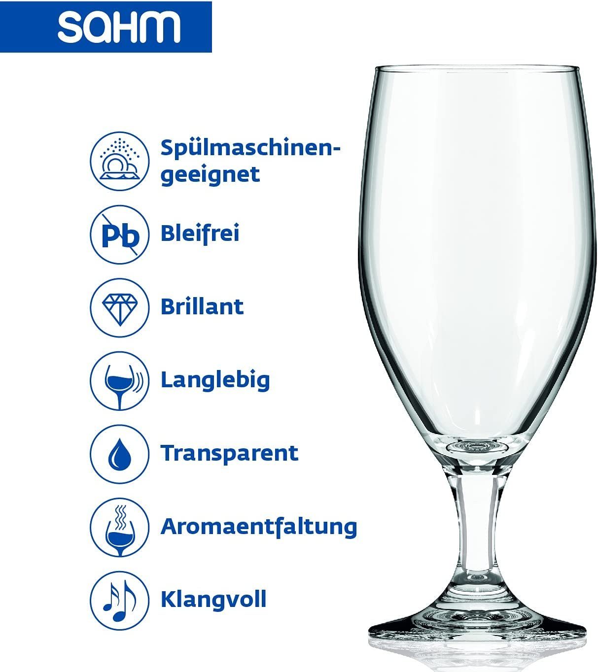 SAHM Bierglas Vienna Pokal Biergläser 0,3 Liter 6 STK Biertulpe, Edles Glas, 100% recycelbar – Bild 4 von 5