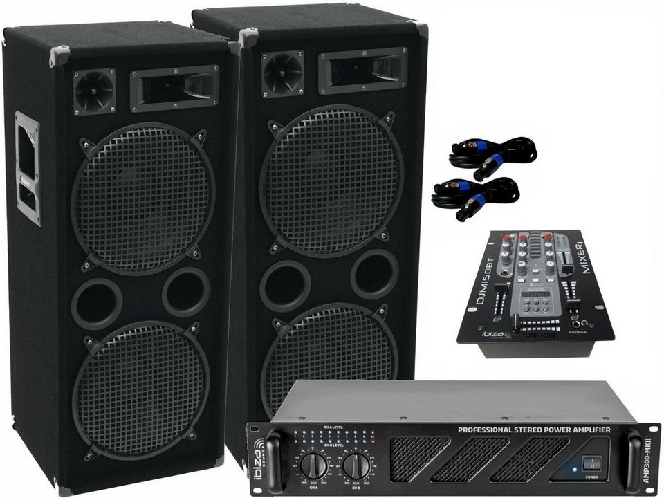 DSX Das PA-SET 75 Bluetooth Anlage 3wege 30cm Bass Musikanlage 3000 Watt  Stereo Party-Lautsprecher (3000 W, DSP)