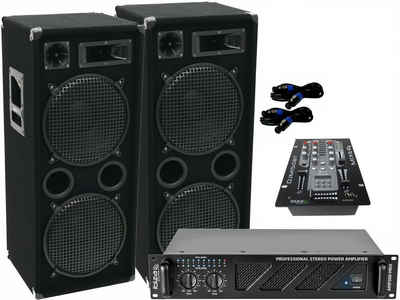 DSX Das PA-SET 75 Bluetooth Anlage 3wege 30cm Bass Musikanlage 3000 Watt Stereo Party-Lautsprecher (3000 W, DSP)