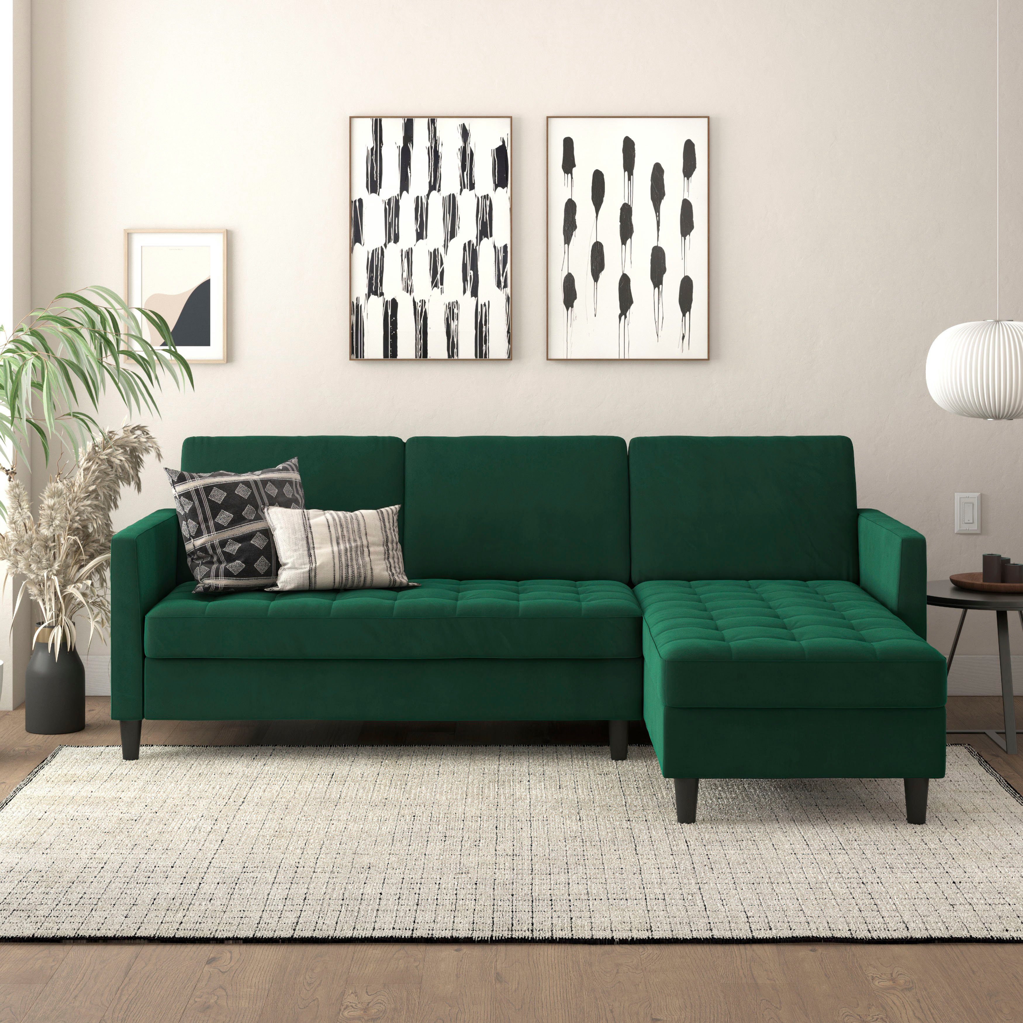 Dorel Home Ecksofa Presley, Ecksofa mit Bett-Funktion und Stauraum, verstellbare Rückenlehne