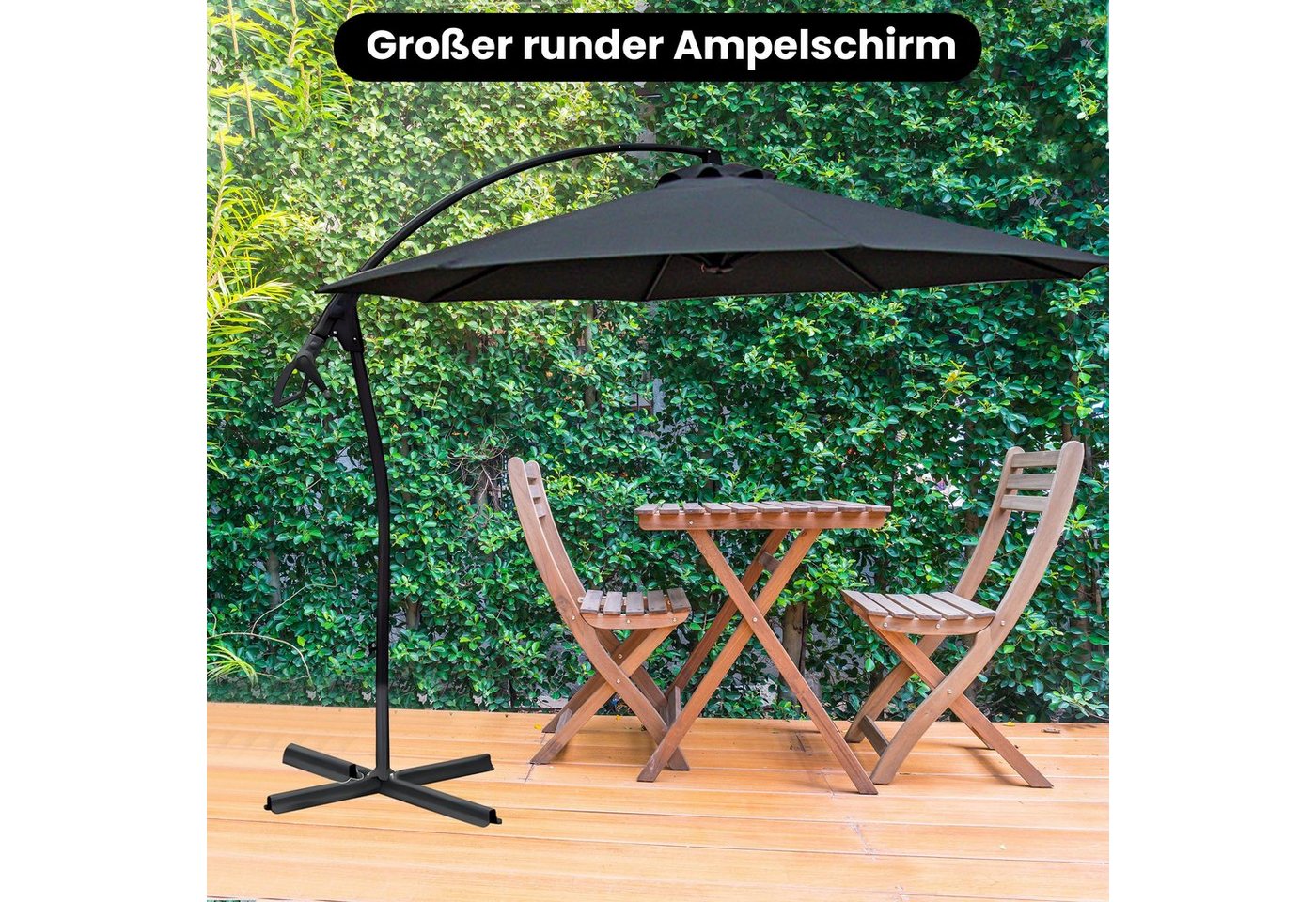 Thumbnail - habeig Ampelschirm WASSERDICHT Ampelschirm 3m Marktschirm PVC Schirm 300cm Sonnenschirm, 100% Wasserdicht