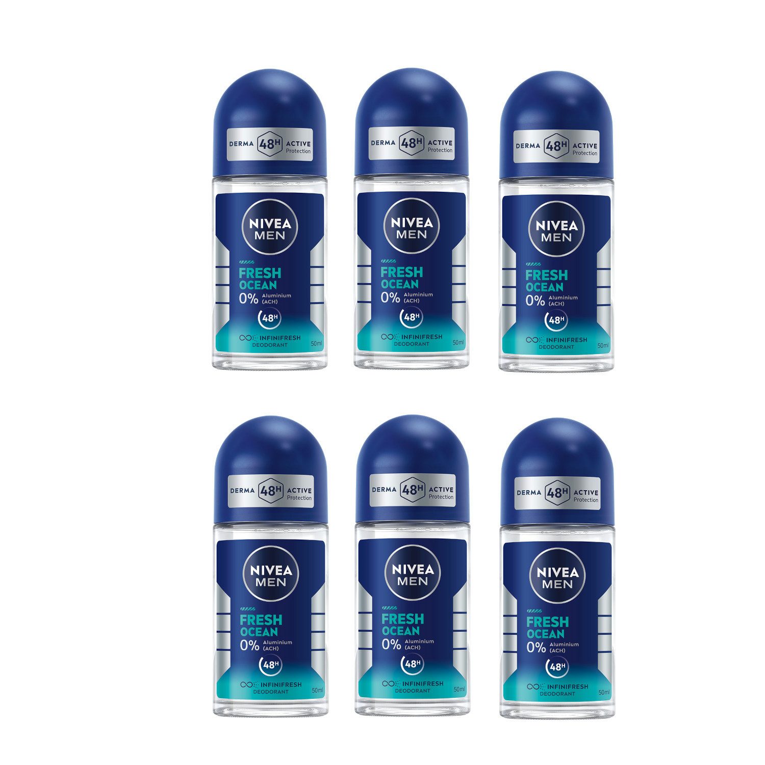 Deo-Roller Fresh Ocean Deo 6 x 50ml, mit aquafrischem Duft