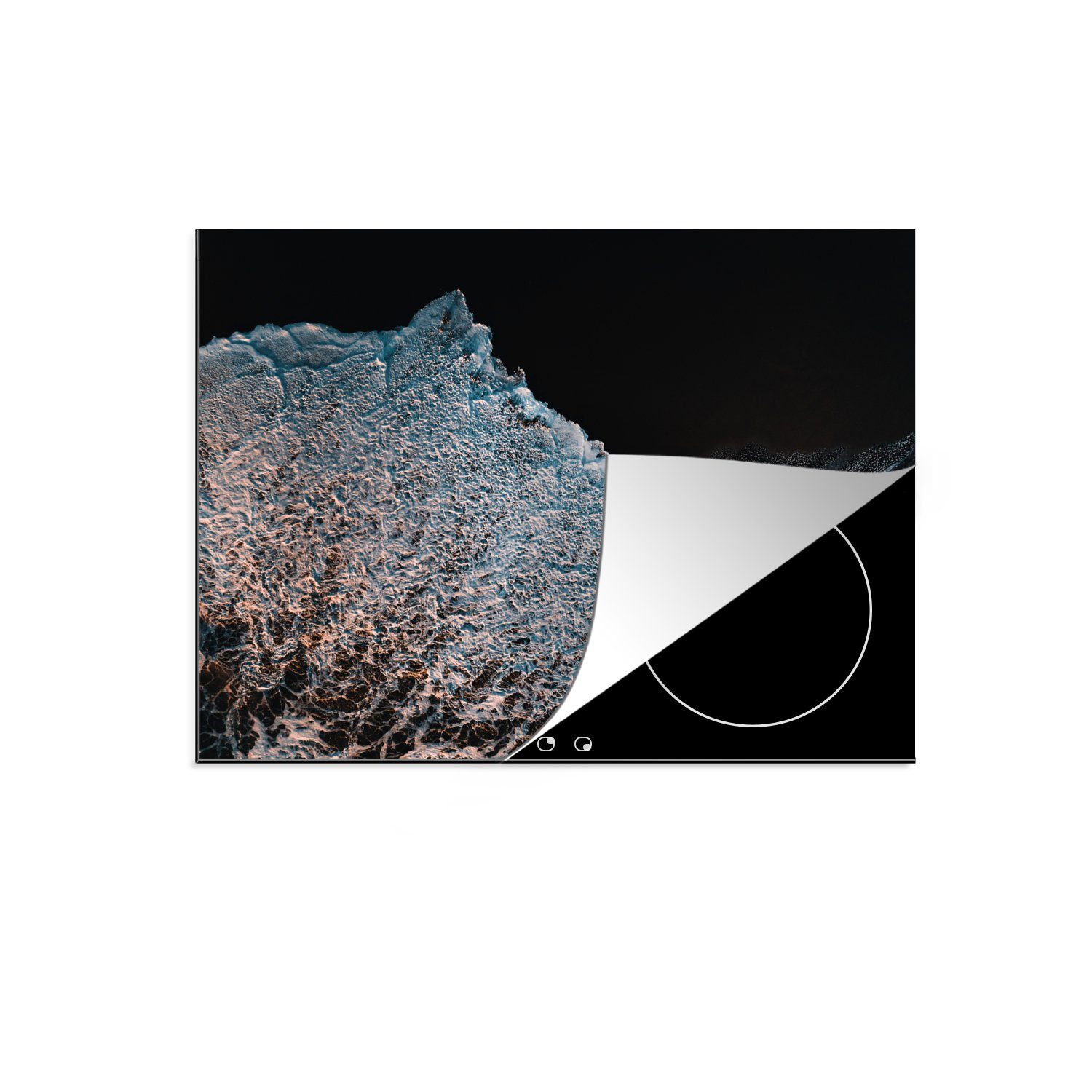MuchoWow Herdblende-/Abdeckplatte Felsen, Vinyl, Mobile brechen tlg), gegen Wellen (1 cm, Arbeitsfläche nutzbar, Ceranfeldabdeckung 70x52
