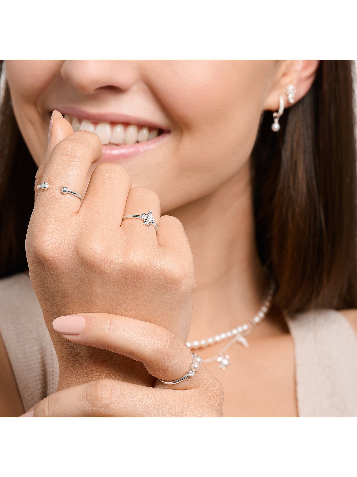 THOMAS SABO Fingerring Thomas Sabo Damen-Damenring 925er Silber Zirkonia, Zirkonia