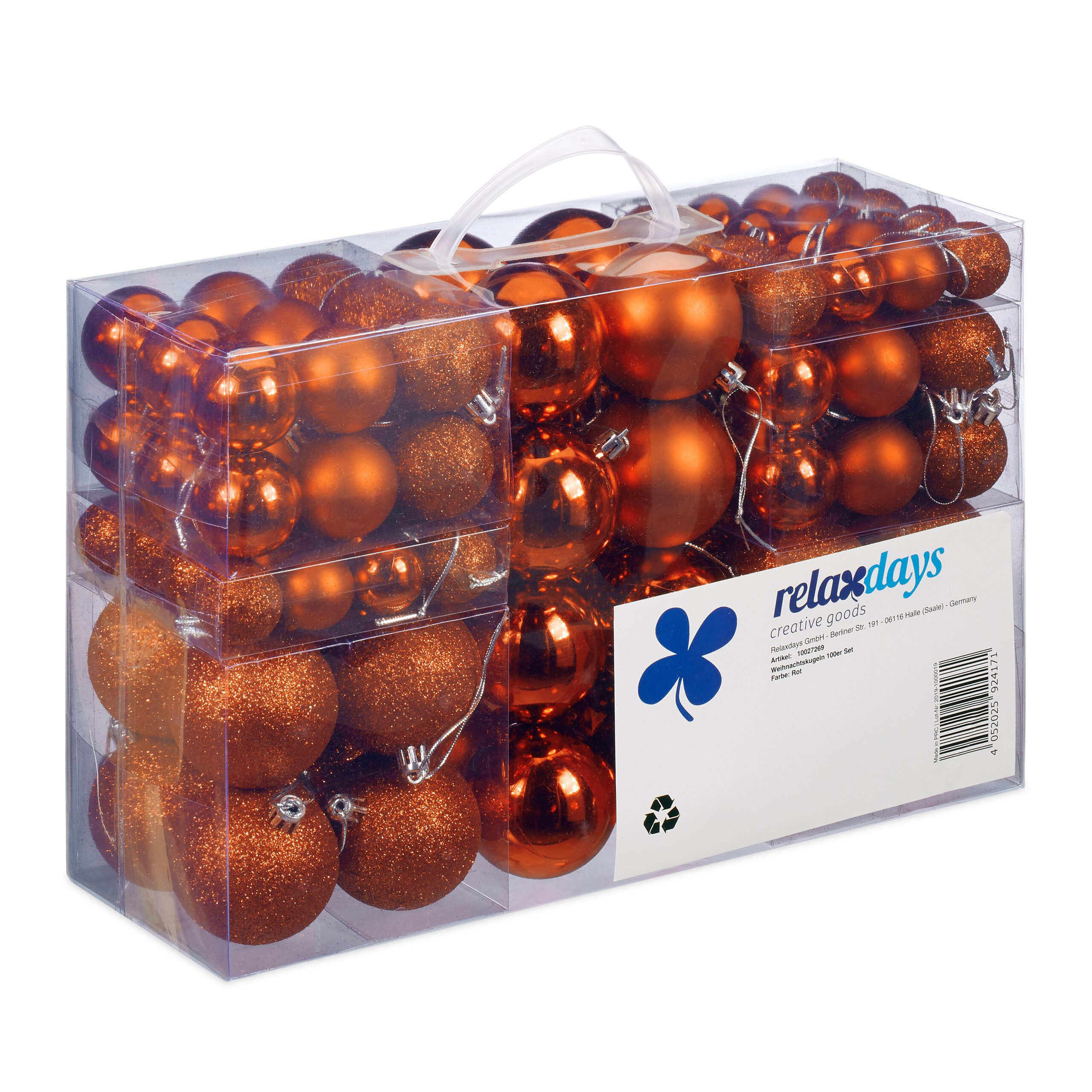 relaxdays Weihnachtsbaumkugel Новогодние шары 100er Set, orange