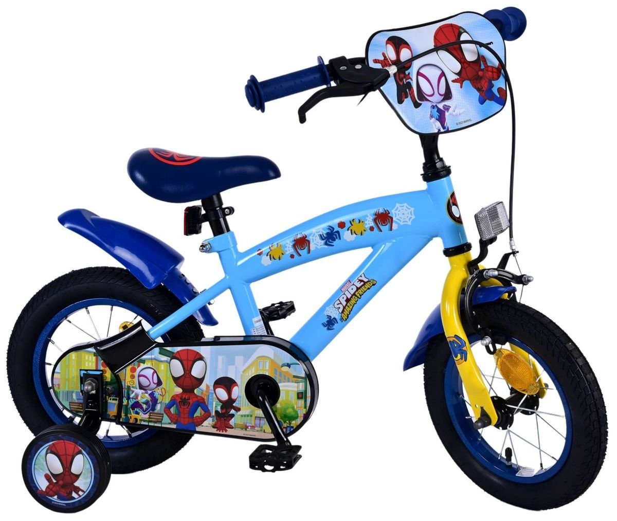 Volare Kinderfahrrad 12 Zoll Kinder Fahrrad Rad Marvel Spidey Amazing Friends 21290-SACB, 1 Gang, Rücktritt, Stützräder, Schutzbleche, Kettenschutz