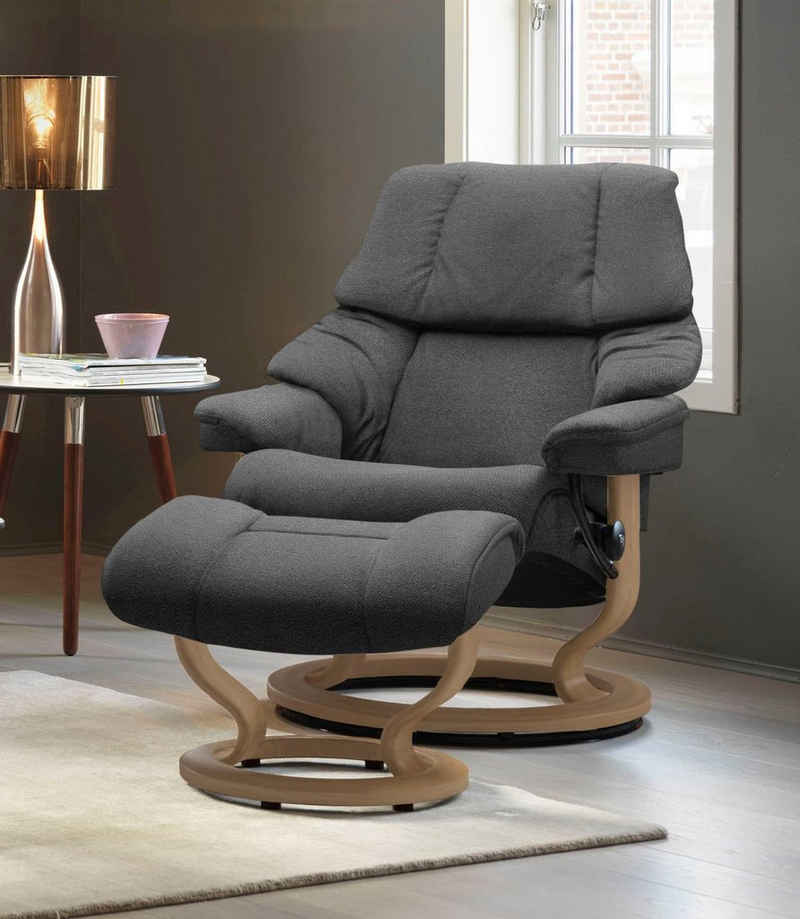 Stressless® Relaxsessel Reno (Set, Relaxsessel mit Hocker), mit Hocker, mit Classic Base, Größe S, M & L, Gestell Eiche