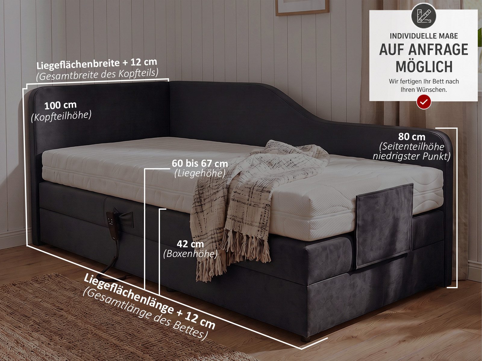 PAARA Boxspringbett Box Alexandria elektrisch verstellbar mit Motor alles, mit einzigartigem Belüftungssystem – Bild 4 von 5