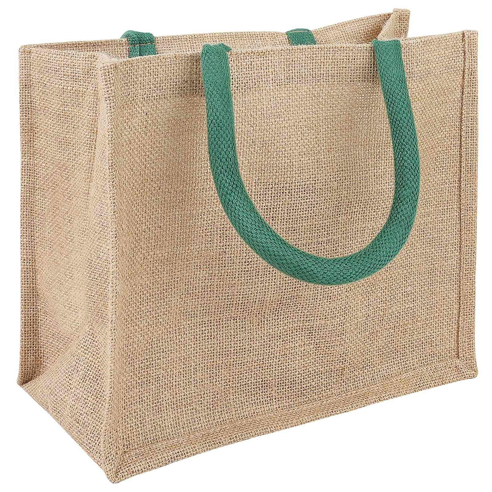 vidaXL Einkaufstrolley Jute-Handtaschen 5 Natürlich und Grün 26 x 22 x 14 cm
