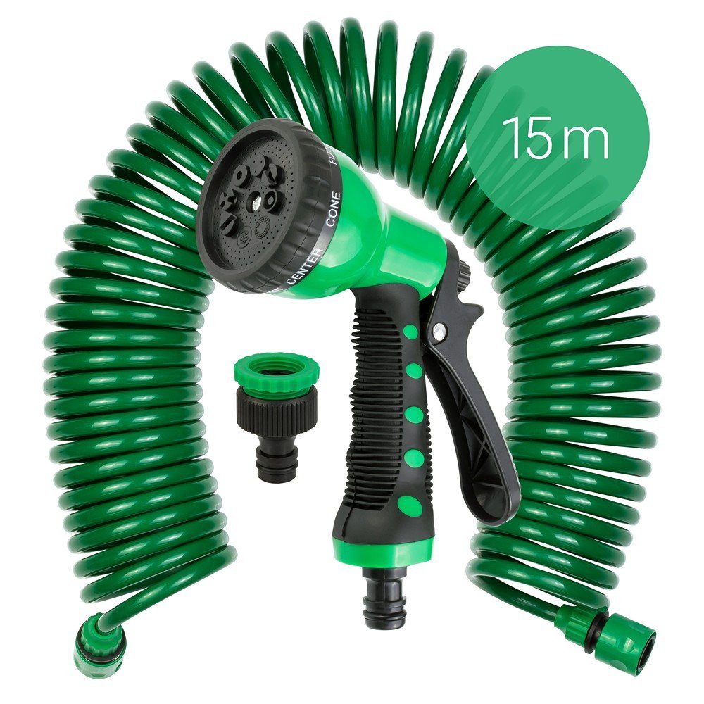 Grafner Gartenschlauch Gartenschlauch Spiralschlauch 15m 1/2" inkl. 8