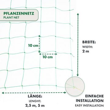 Kubus Rankhilfe Pflanzennetz-Set Yuna, Aus grünem Kunststoff, 42-teilig