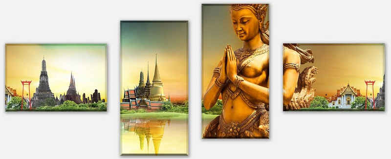 wandmotiv24 Mehrteilige Bilder Thailand-Konzept, Abstrakt (Set, 4 St), Wandbild, Wanddeko, Leinwandbilder in versch. Größen