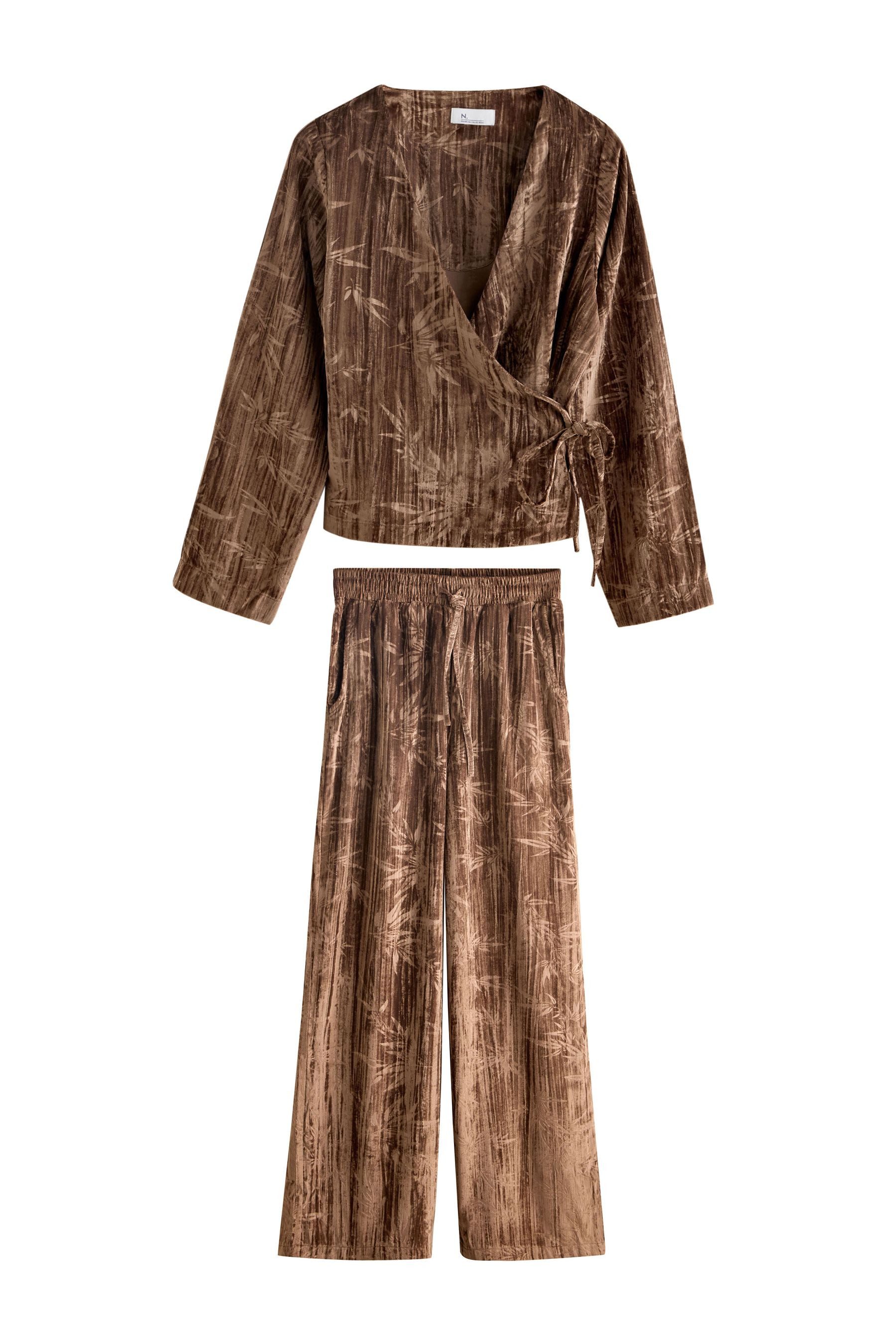 Next Pyjama Langärmeliger Samt-Pyjama in Wickeloptik (2 tlg) günstig online kaufen