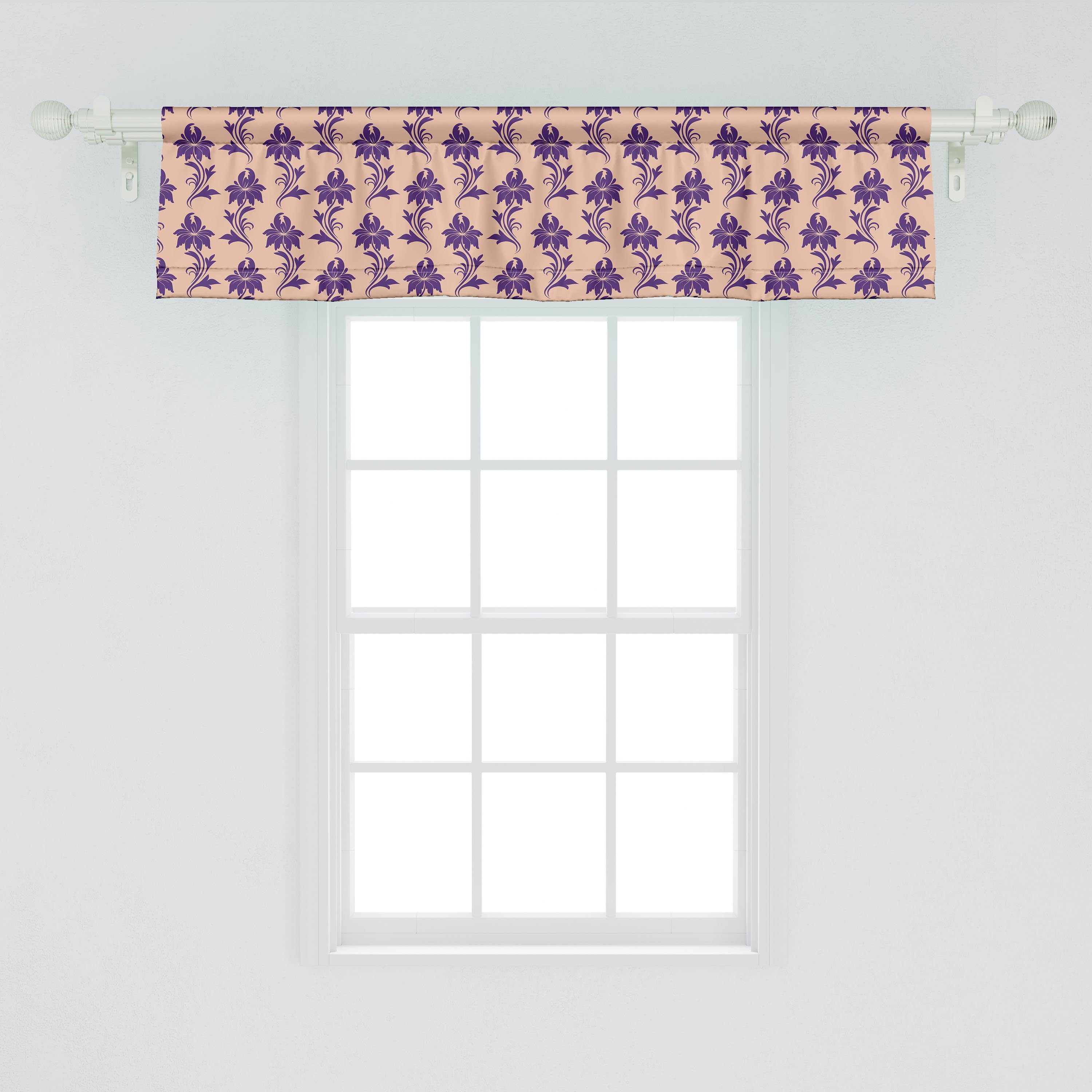 Scheibengardine Vorhang Schlafzimmer Abakuhaus, mit Volant Natur Microfaser, Dekor Blooming Lila Küche Ancestral Stangentasche, für