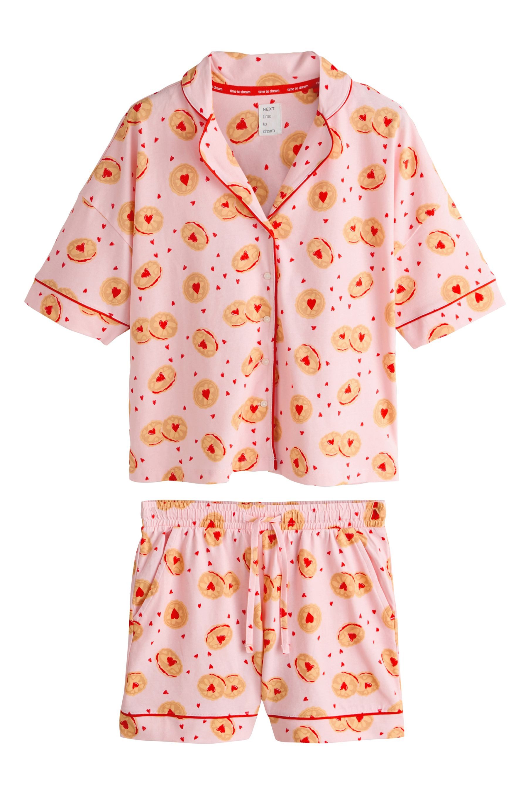 Next Pyjama Kurzer Schlafanzug mit geknöpftem Oberteil (2 tlg) günstig online kaufen