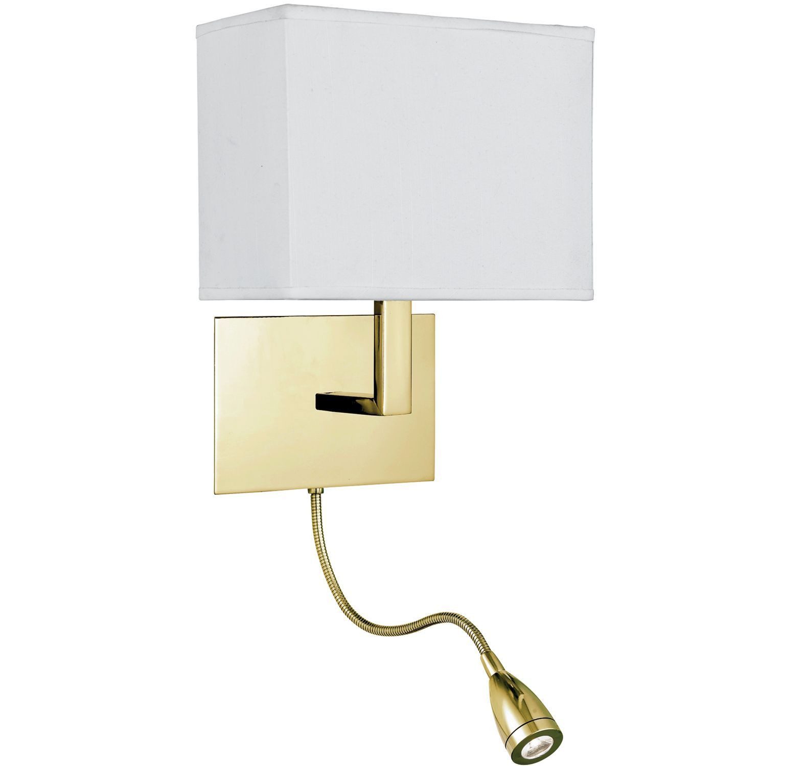 Licht-Erlebnisse Wandleuchte MARTIN, ohne Leuchtmittel, Metall Stoff E27 26 cm hoch mit Schalter in Messing Weiß Modern