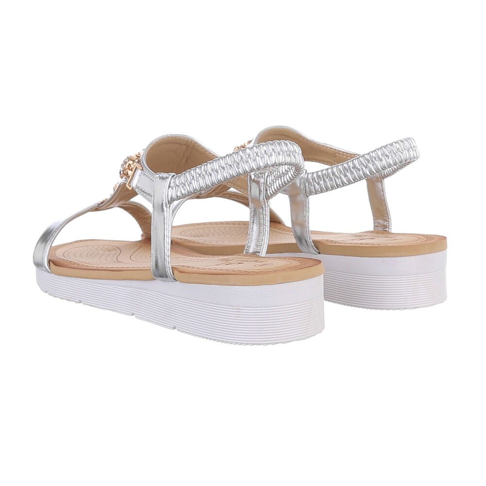 Ital-Design Komfortable Sandalen für jeden Anlass Riemchensandalette (86016779) Keilabsatz/Wedge Keilsandaletten in Silber