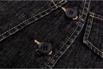 FIDDY Anzugweste Kurze Jeansweste für Damen mit Tasche, ärmellos