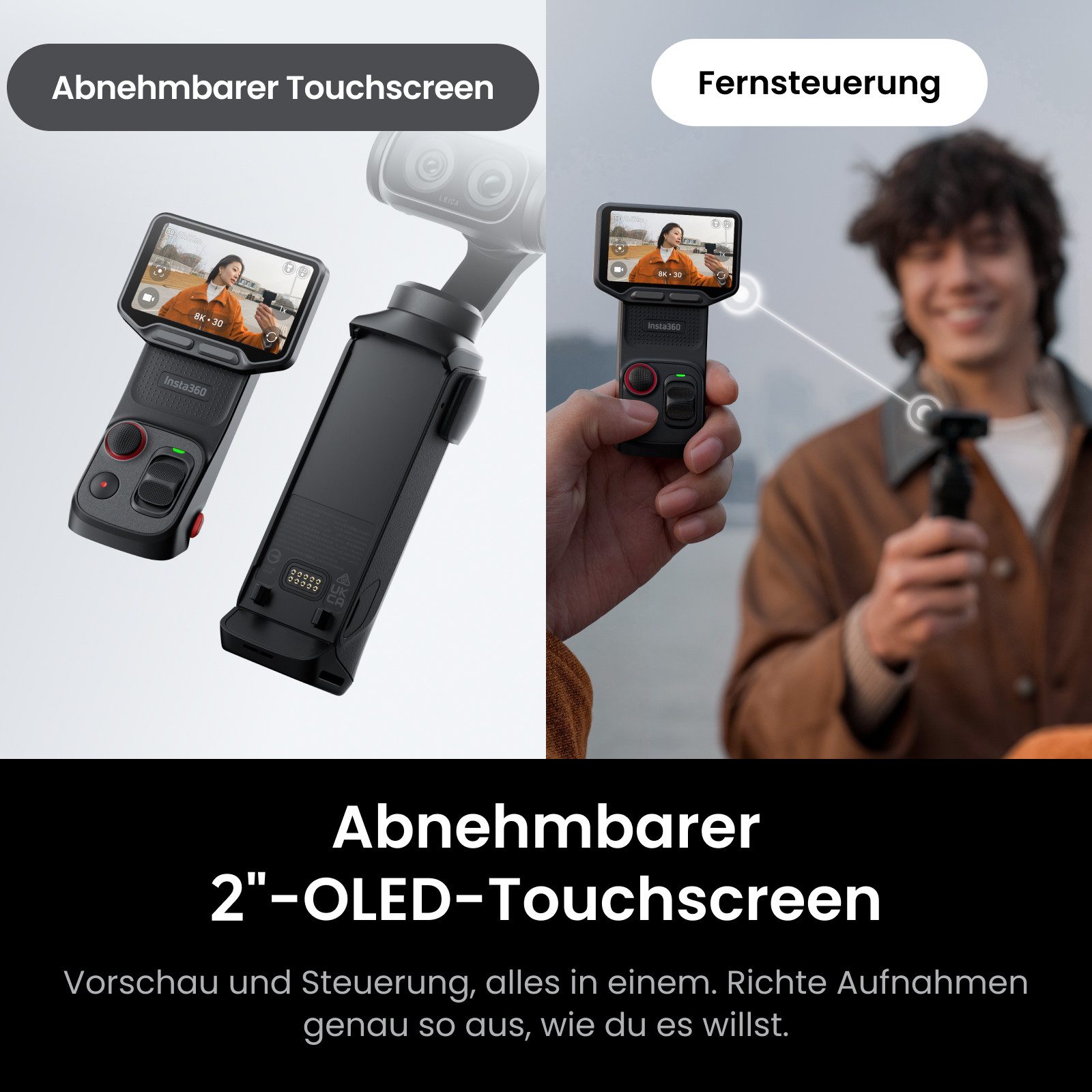 Insta360 Insta360 Luna Ultra – 8K Vlogging-Kamera mit Zwei Leica Objektiven Action Cam (8K, WLAN (Wi-Fi), Bluetooth) schwarz
