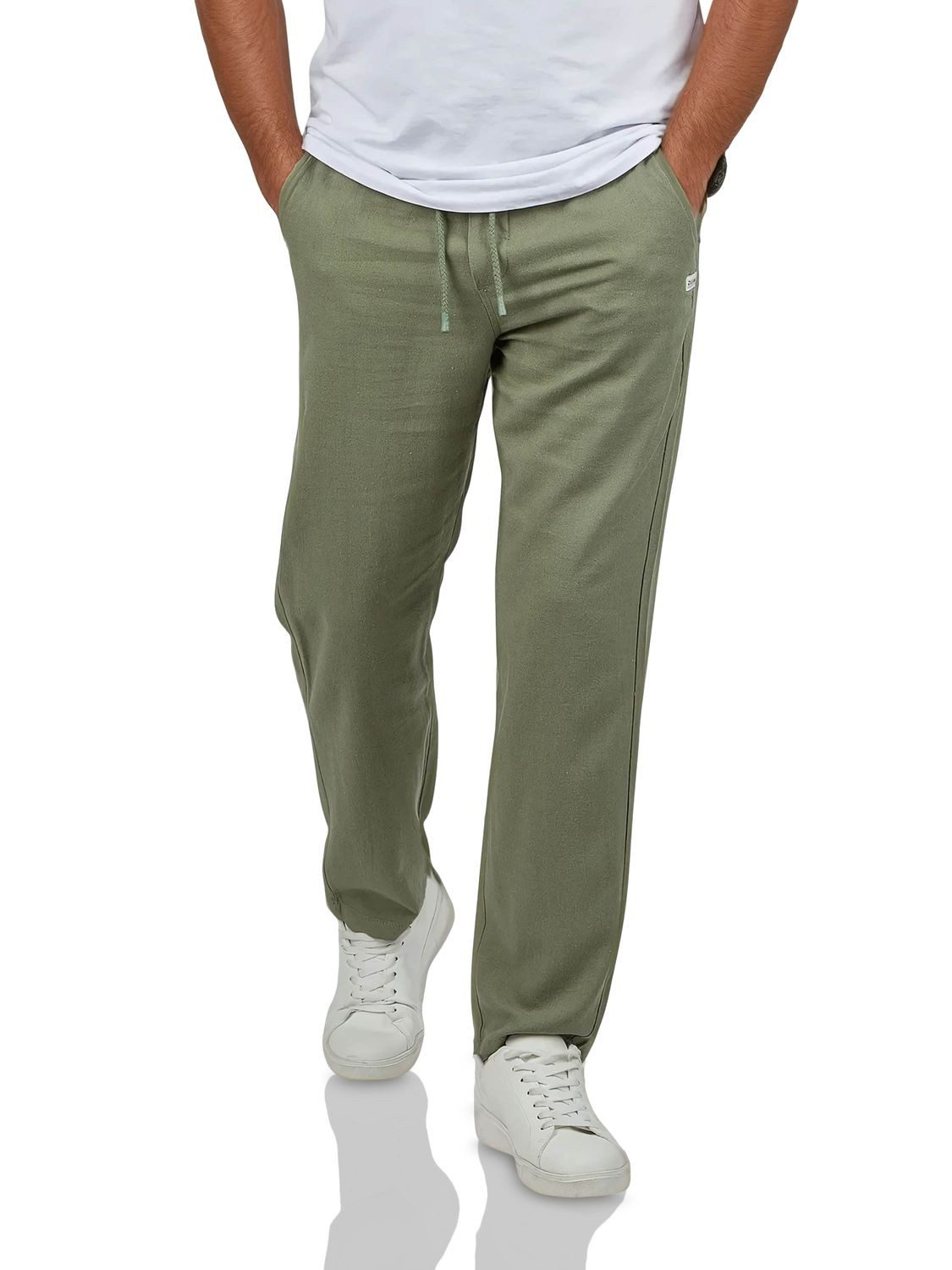 DENIMFY Chinohose Herren Freizeithose DFDylan Regular Fit Leinenhose mit Zugbandverschluss