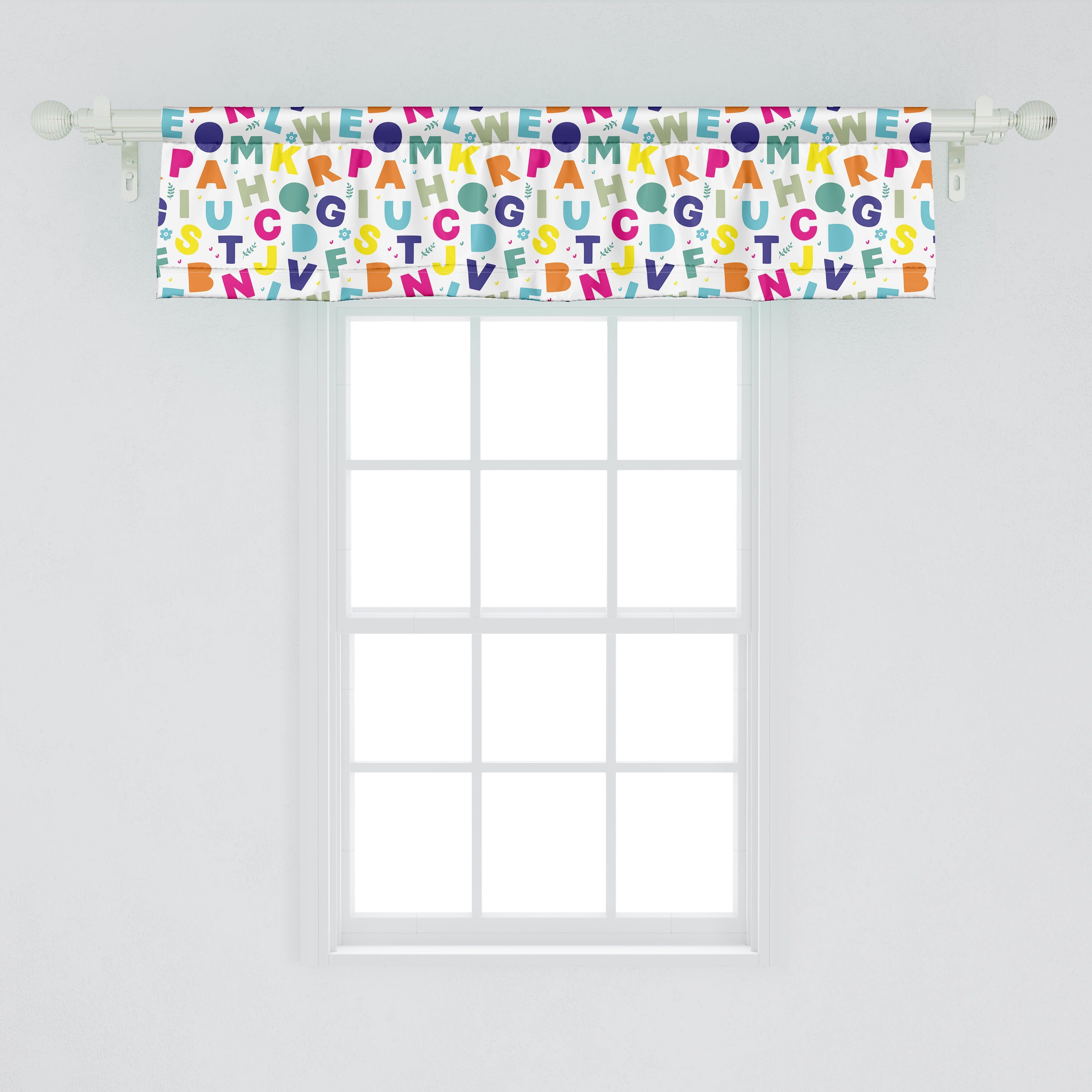 Scheibengardine Vorhang Volant für mit Küche Alphabet Microfaser, Abakuhaus, Einfache Schlafzimmer Dekor Stangentasche, bunte Buchstaben