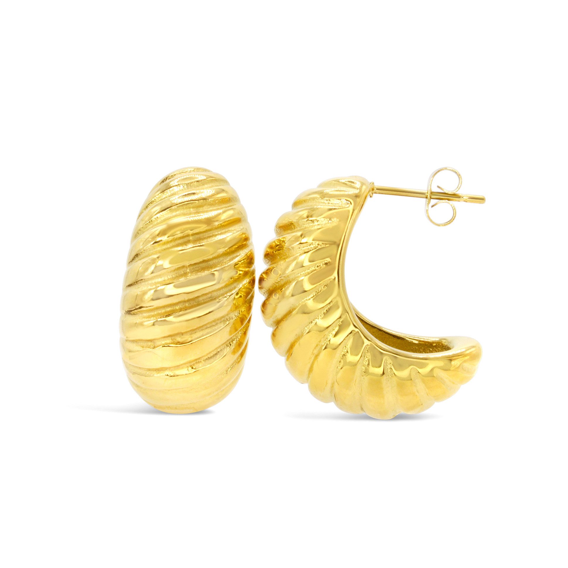 Halbrund Statement Creolen mit Ringdesign COSMIC HAILEY 18K-doppelt vergoldet