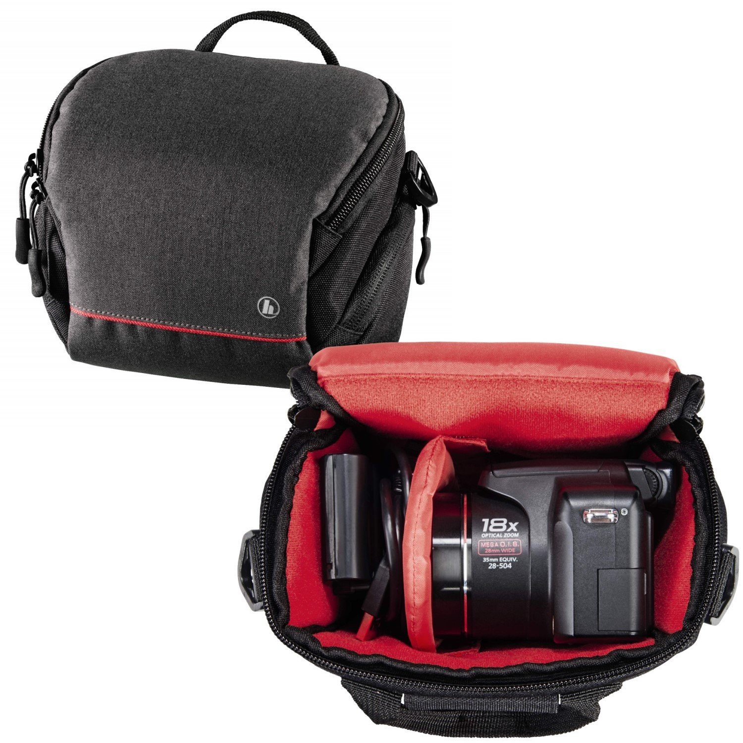 Hama Kameratasche Kamera-Tasche Sambia 100 Foto-Tasche Universal, Case Schultergurt Tragegriff Zubehör-Fächer Systemkamera Digitalkamera