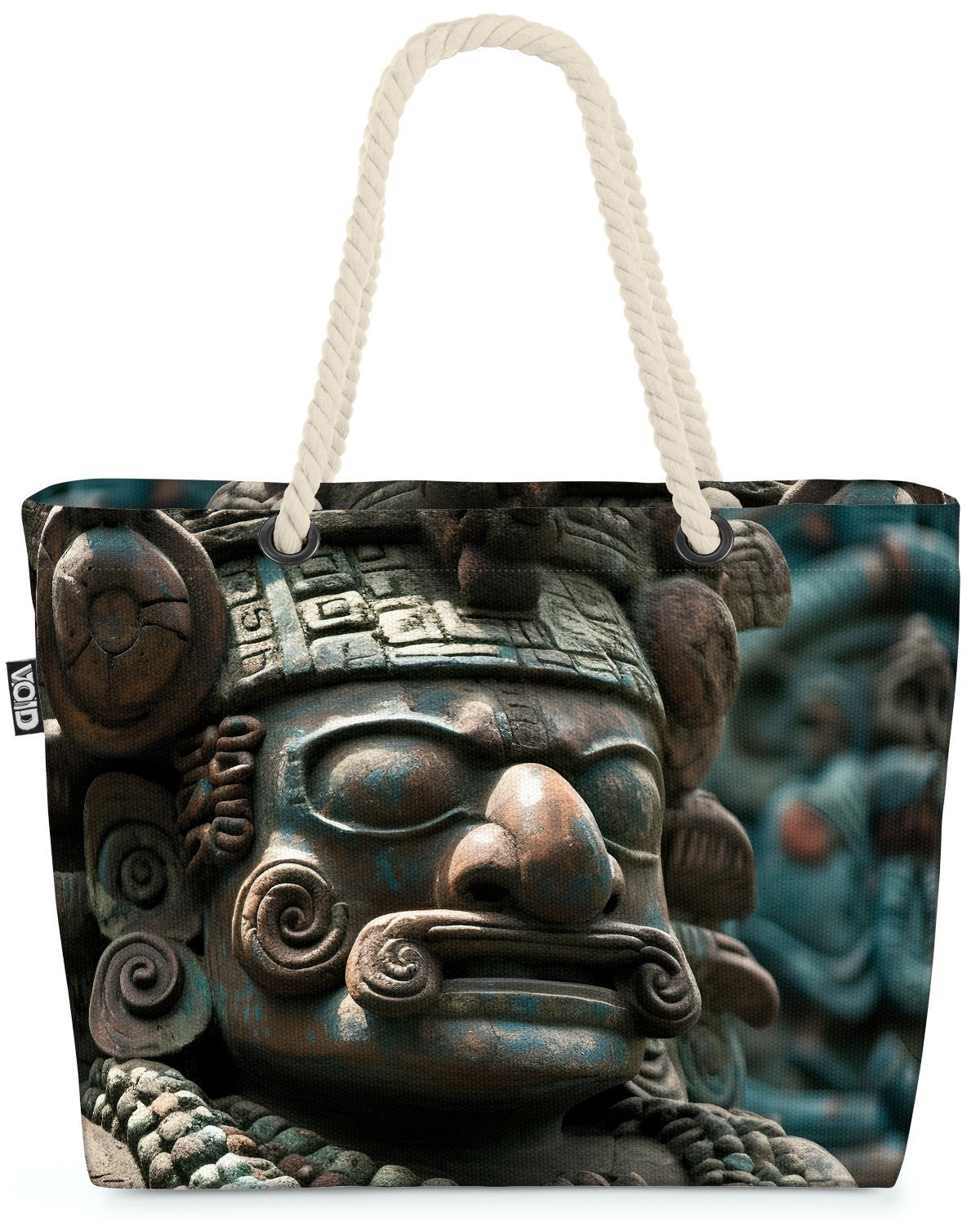 VOID Strandtasche (1-tlg), Azteken Gottheit Statue Mexiko reise urlaub mexiko gott statue touris