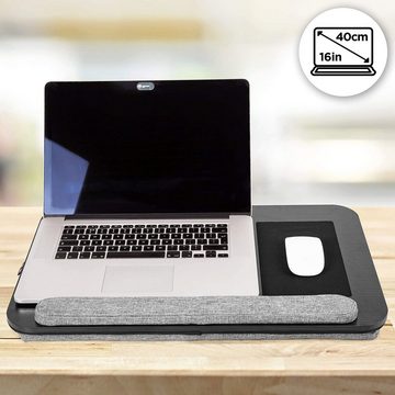 Duronic Laptop-Ständer, (DML433 Laptopständer mit Handgelenkpolster, Ergonomischer Laptop Tisch mit Kissen, Laptop Halterung mit Schaumstoffkissenstütze, Große Plattform mit integriertem Griff)