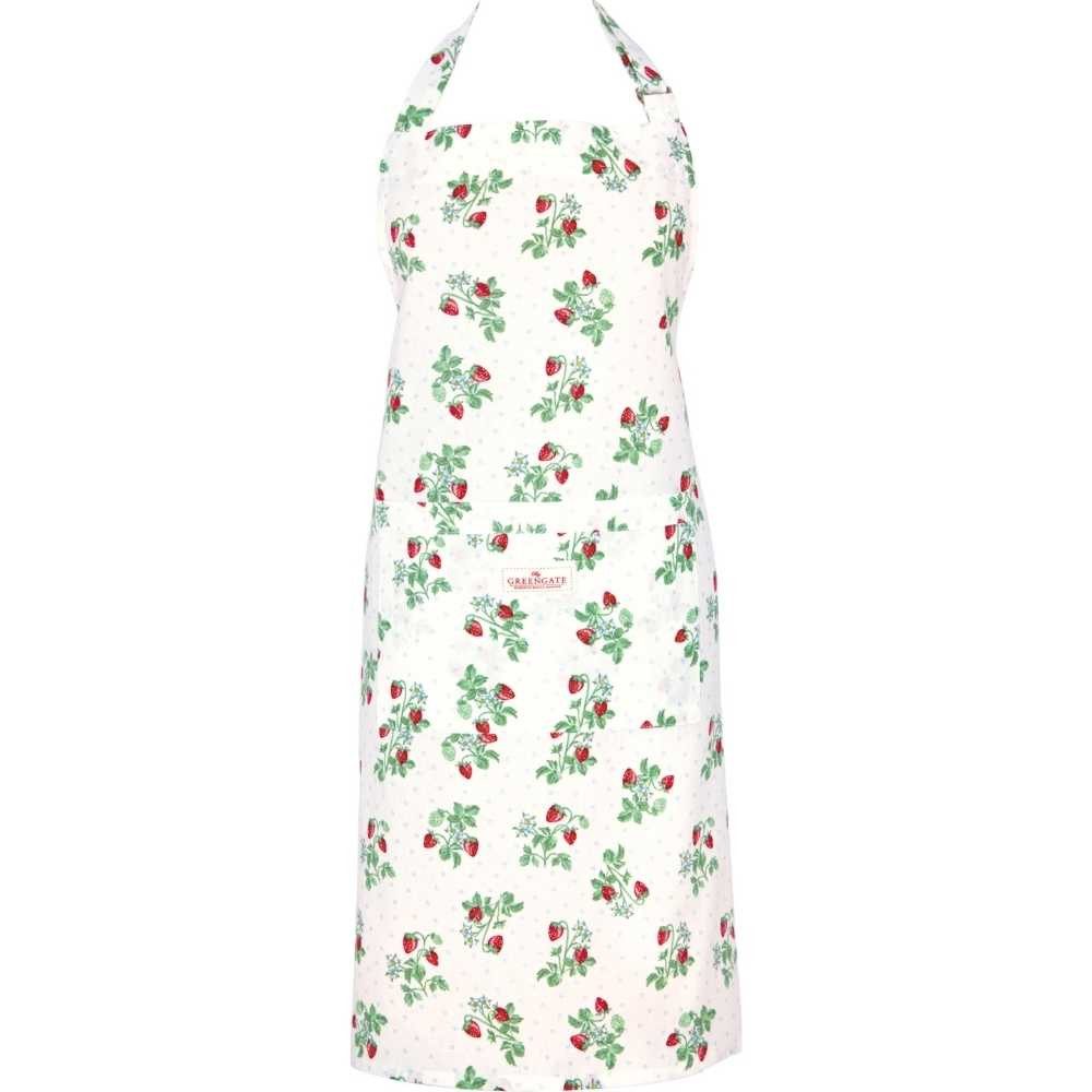 Greengate Kochschürze Greengate Schürze BERRY Weiß mit Erdbeeren