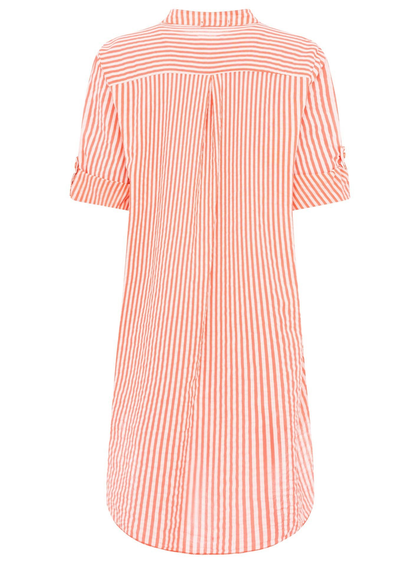 Zwillingsherz Longbluse "Kida" One Size, Streifen, Knopfleiste, Brusttaschen, 3/4-Arm