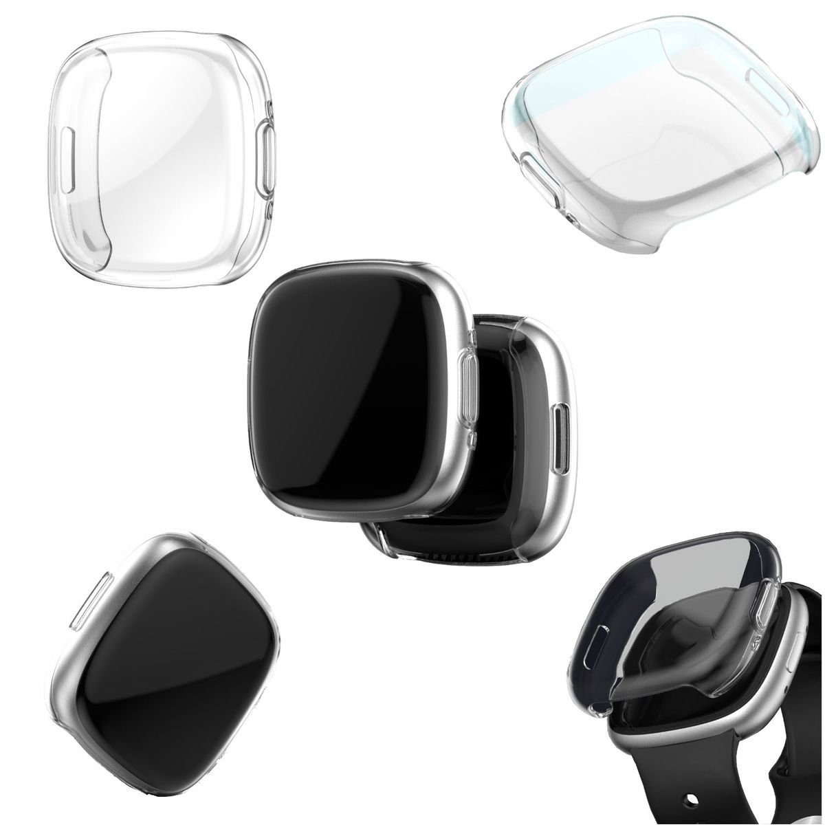 Wigento Smartwatch-Hülle Für Fitbit Versa 4 Shockproof TPU Case Schutz Silikon Hülle Cover Tasche Transparent