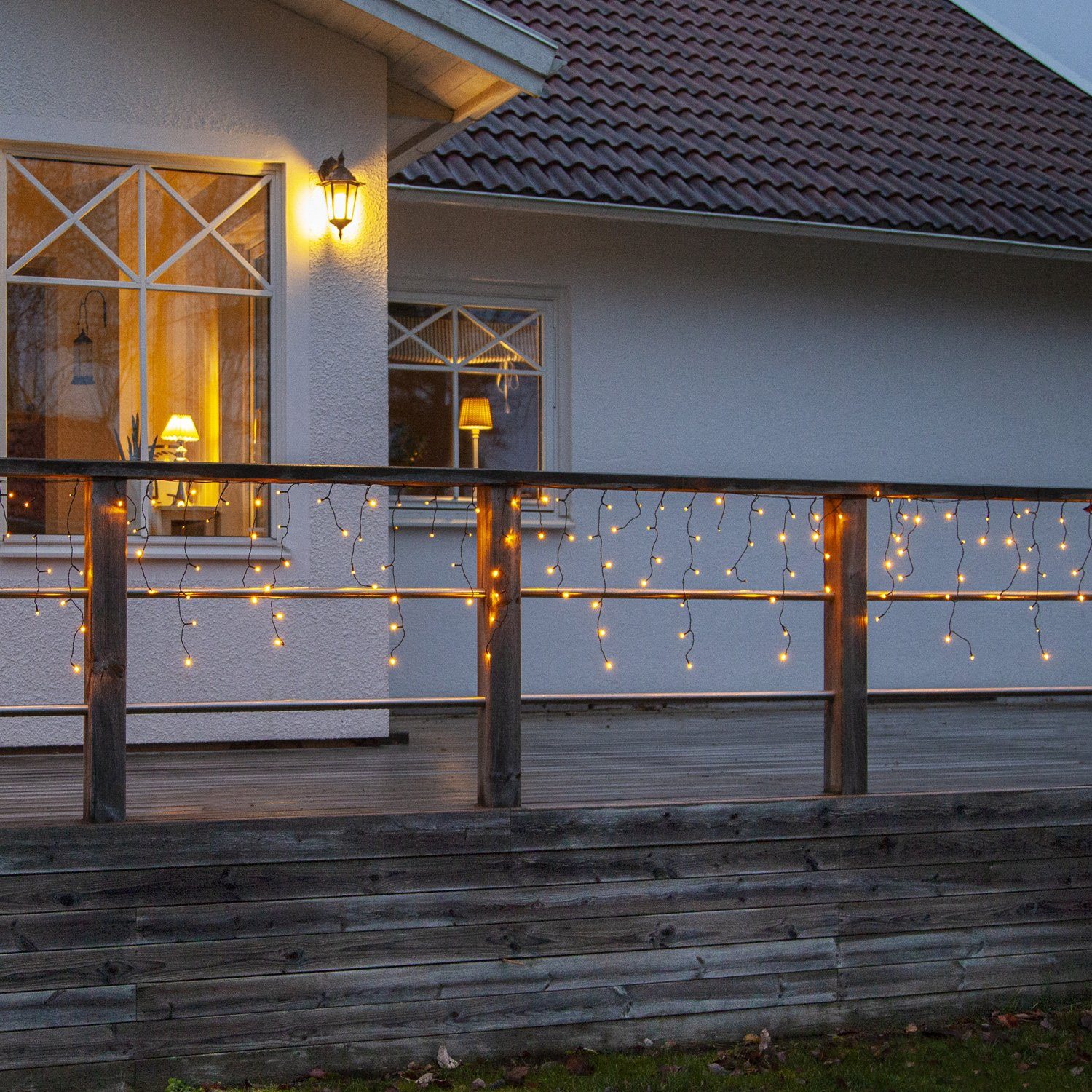 MARELIDA LED-Lichtervorhang Eisregen Lichterkette 480 bernstein günstig online kaufen