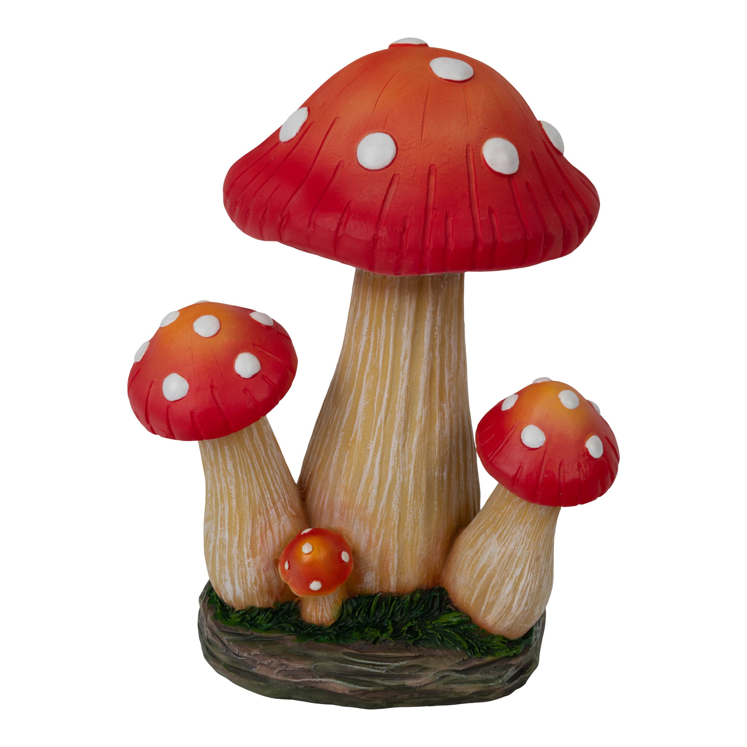 näve LED Solarleuchte Fungo, LED fest integriert, Warmweiß, Pilzfigur weiß/rot mit 4 unterschiedlich großen Pilzen, Druckschalter