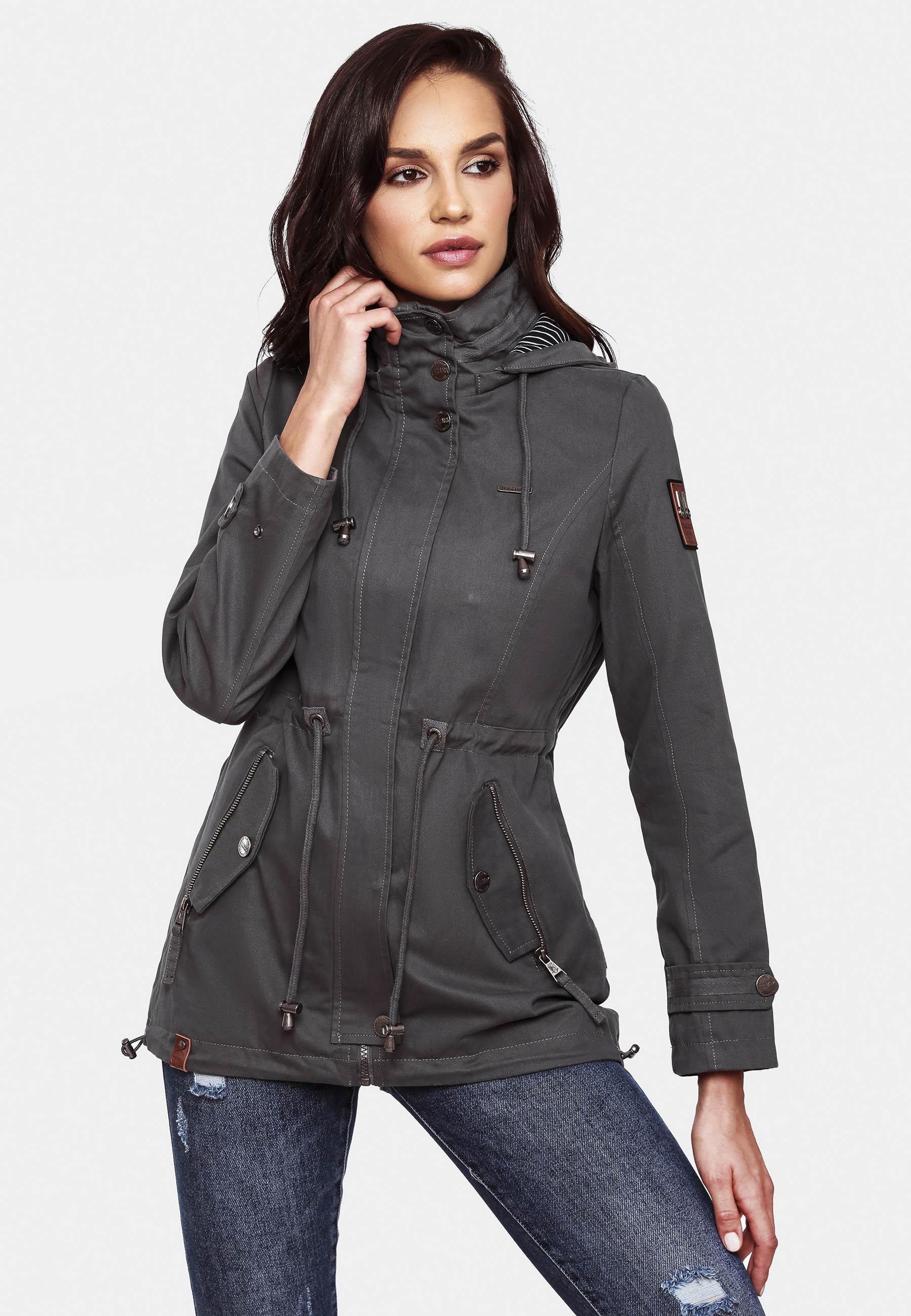 Marikoo Outdoorjacke Nyokoo modische Baumwoll Übergangsjacke mit großer Kapuze