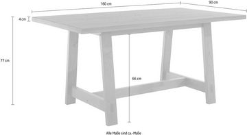 Timbers Esstisch Gainesville, Tischplatte und Gestell aus Kiefer, versch. Farbvarianten, Höhe 77 cm