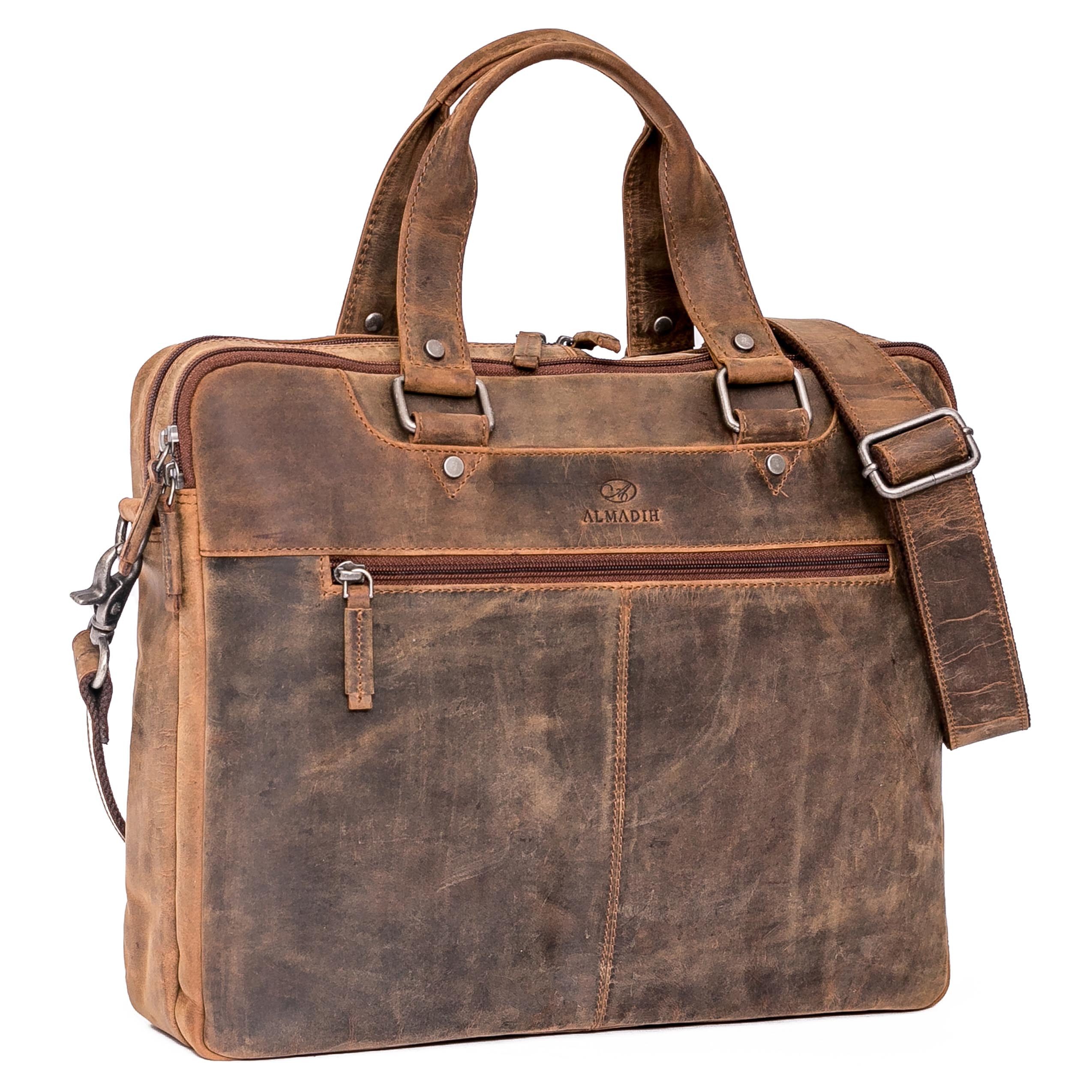 Businesstasche Leder Herren Aktentasche - 15 Zoll Laptoptasche mit 2 Hauptfächer LUCA