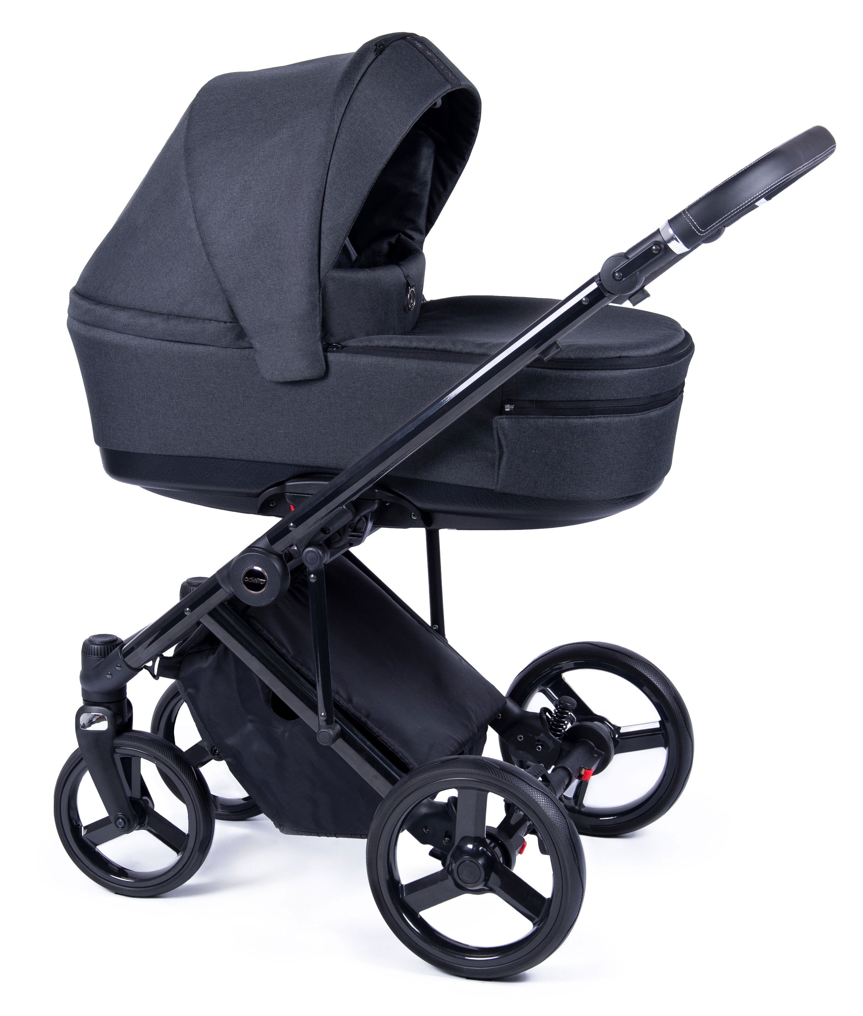babies-on-wheels Kombi-Kinderwagen - in Kinderwagen-Set 1 15 Teile Fado in 3 Designs = 24 Grafit - Gestell schwarz