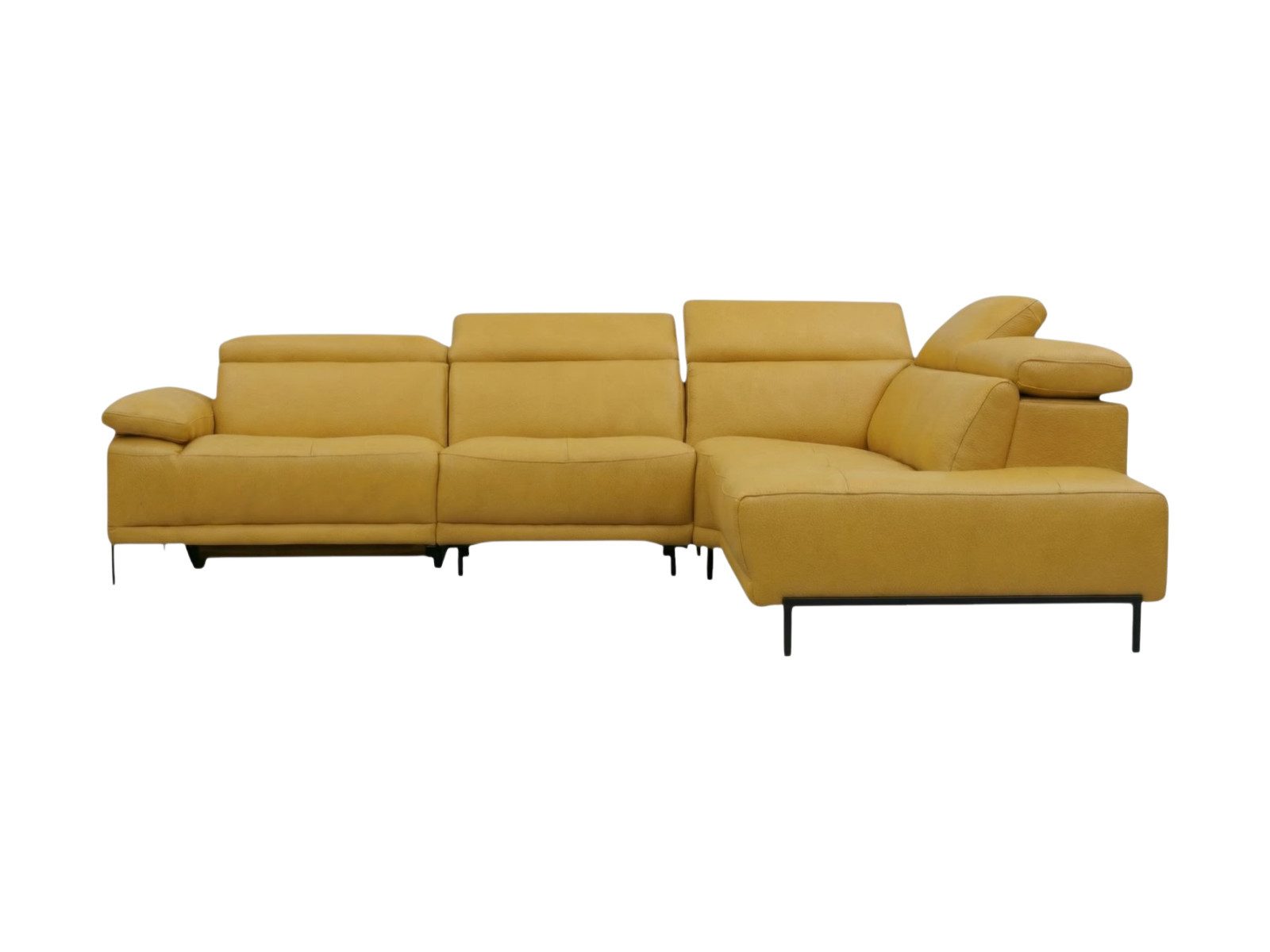 Villa Möbel Ecksofa Linus, L-Form 1 Teile, Echtleder-Ecksofa mit Kopfteilverstellung fürs Wohnzimmer