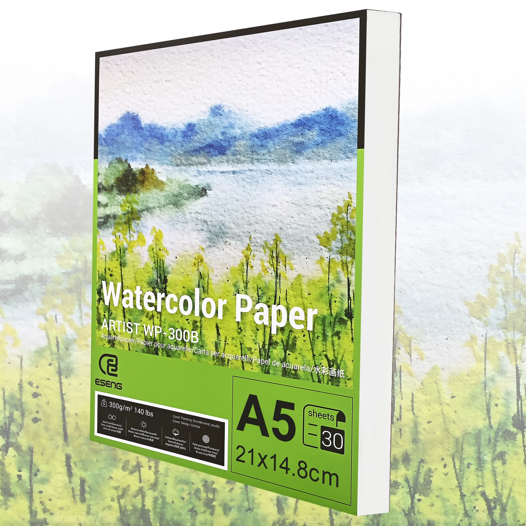 ESENG Aquarellpapier Premium Aquarellpapier, ARTIST WP-300B, 100% Baumwolle, A2/A3/A4/A5