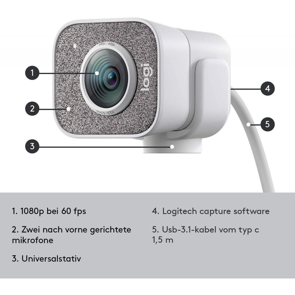 Logitech Streamcam Webcam USB-C Full HD 1080p bei 60 fps Vertikales Video Webcam