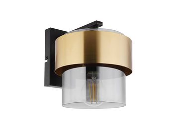 meineWunschleuchte LED Wandleuchte, LED wechselbar, warmweiß, innen ausgefallene Designer-lampen Rauchglas Treppenhaus Gold-en Ø18cm