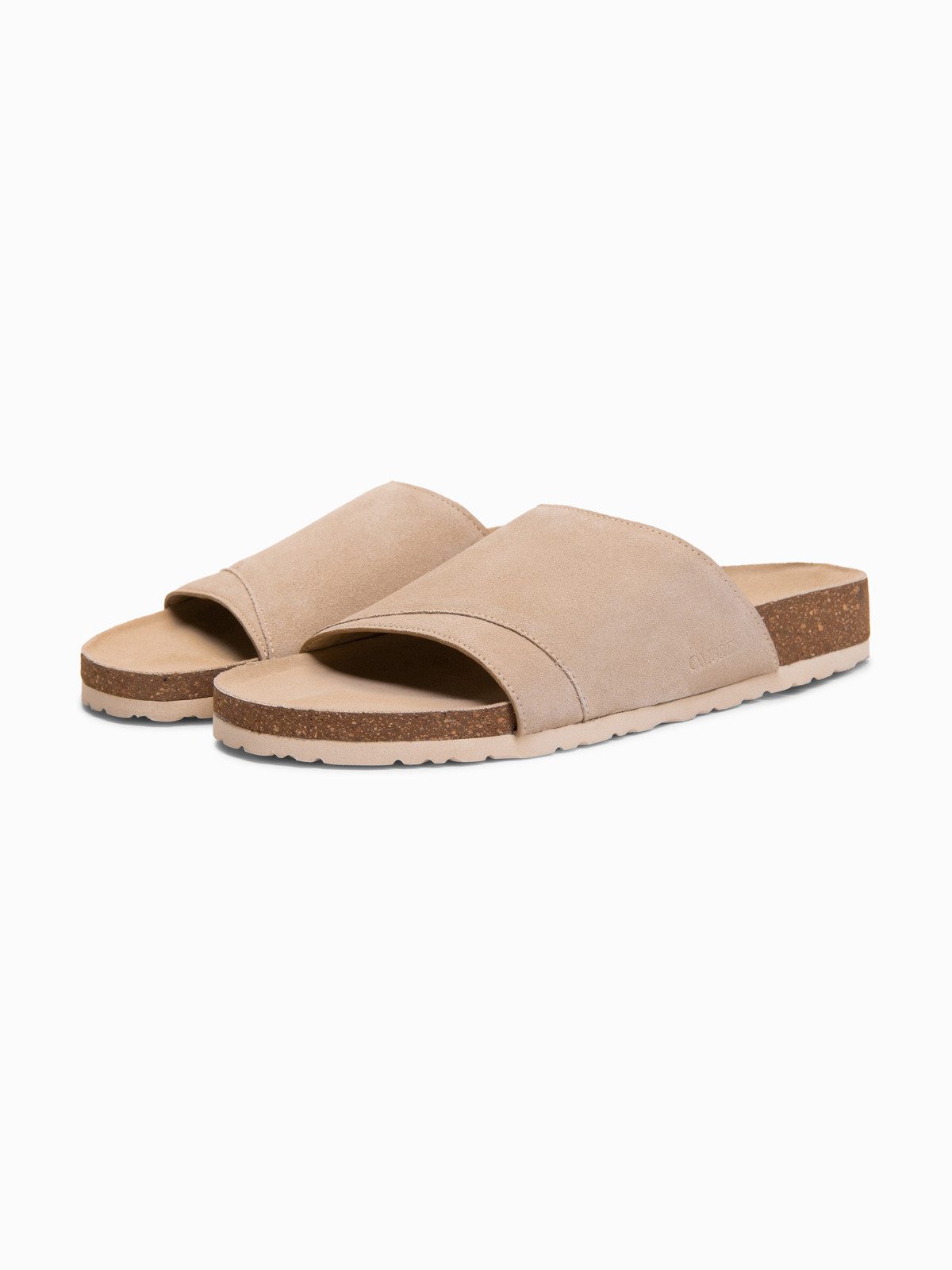 OMBRE Herren Pantolette aus hochwertigem Wildleder Beige 41 Pantolette (kein Set, 1-tlg) Profilierte Innensohle