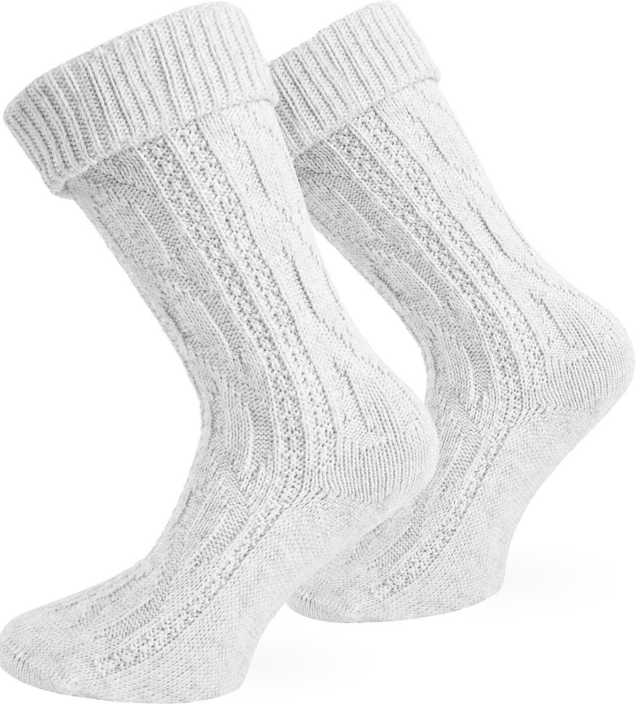 Paar) (1 Traditionelles Zopfmuster Trachtensocken Trachtensocken Weiß normani