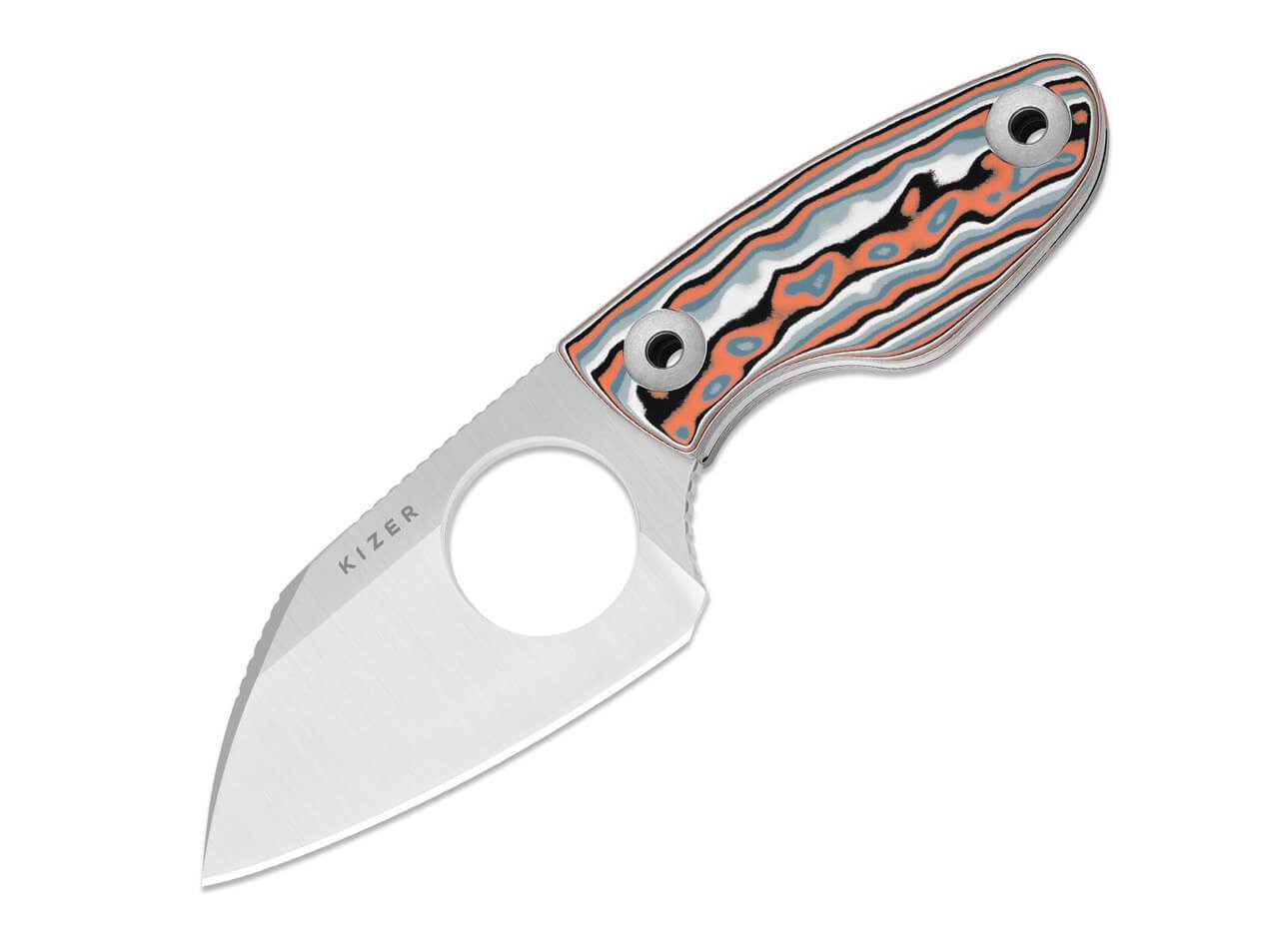 Kizer Universalmesser Kizer Nightjar AUS-10, Multicolor Vortex Pattern Micarta, Kydexscheide, (1 St), Scheide inklusive